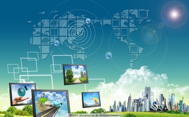 通信技術(shù)導航PSD素材 通訊技術(shù)發(fā)展的視覺橋梁